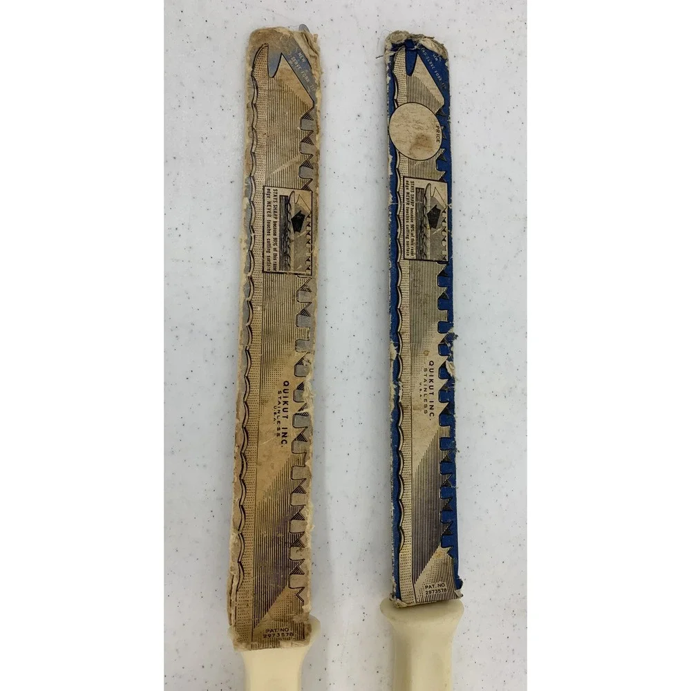 Vintage Quikut Stainless Quikuto Quikkle Carving  Knives Made In USA 9.5